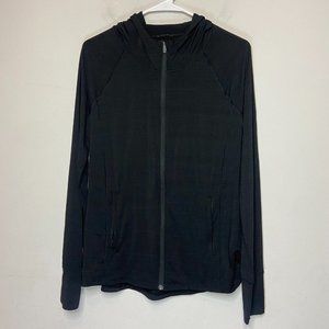 Athleta Women M Pacifica Illume Jacket UPF Relaxed Full Zip Hood Black Stretch